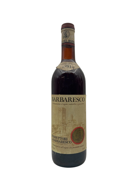 Flaske af Barbaresco rødvin fra 1981 af Produttori di Barbaresco
