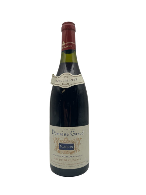Flaske af Morgon Domaine Garod 1998 rødvin.
