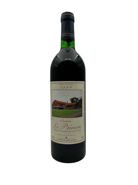 Flaske af Chateau Le Prieure årgang 1990 rødvin