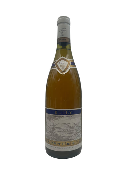 Flaske af Rully hvidvin fra Champy Père & Cie årgang 1990