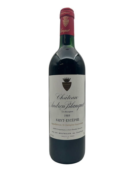 Flaske af Château Andron Blanquet 1989 rødvin fra Saint-Estèphe
