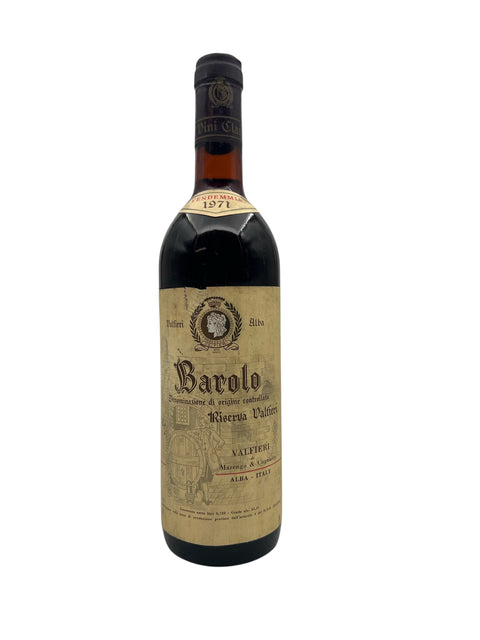 Flaske af Barolo Valfieri 1971 med klassisk etiket