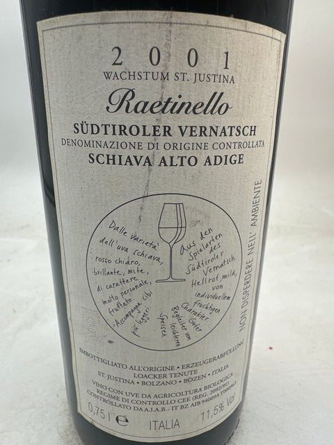 Vin rouge élégant Raetinello Loacker 2019