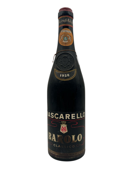 Flaske af Barolo Mascarello 1958 med klassisk etiket