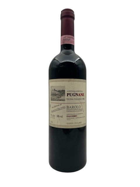 Flaske af Barolo Pugnane 1996 med vinlabel
