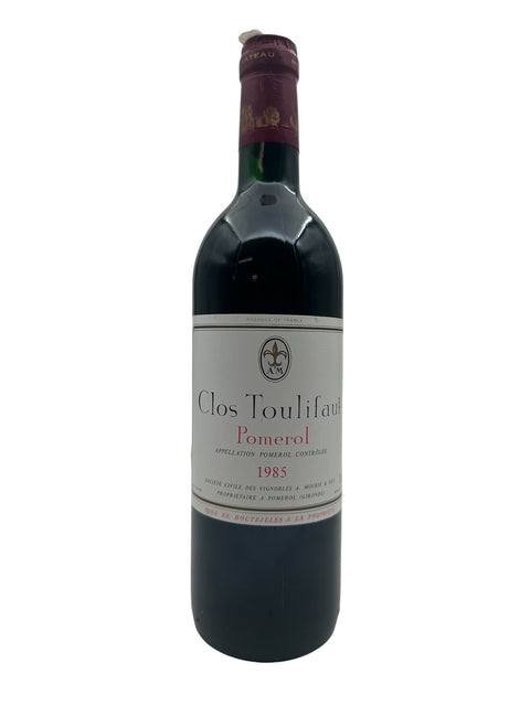 Flaske af Clos Toulifaut Pomerol 1985 med vinlabel