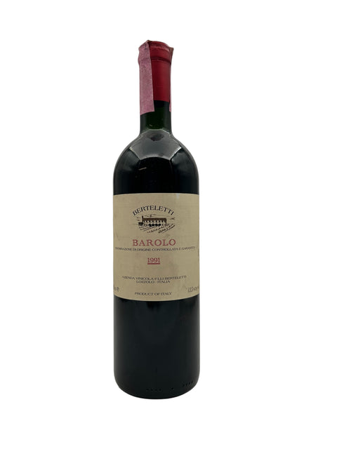 Barolo Berteletti 1991 flaske med rødvin