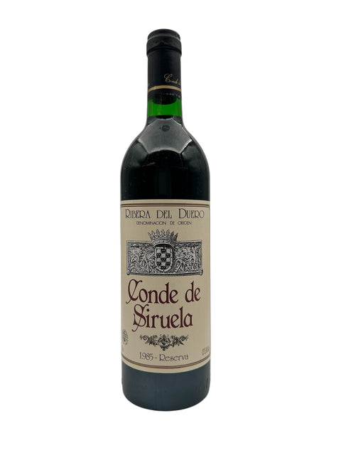 Flaske af Conde de Siruela 1985 rødvin fra Ribera del Duero
