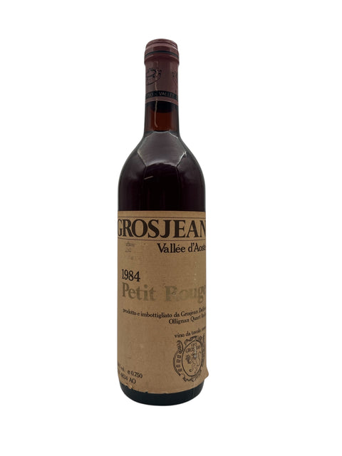 Flaske af Petit Rouge Grosjean 1984 rødvin fra Valle d'Aosta