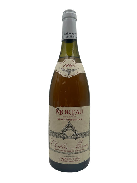 Flaske af Chablis Moreau 1995 hvidvin fra J. Moreau & Fils
