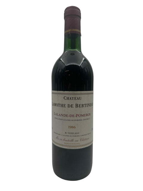 Flaske med Chateau Lamothe de Bertineau fra 1986
