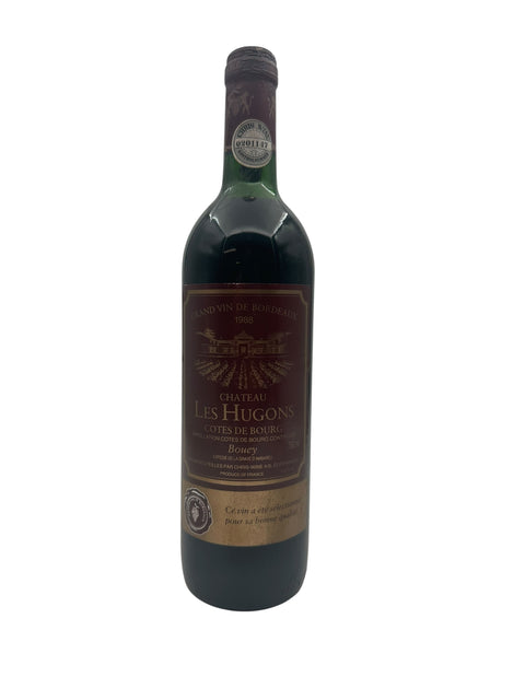 Flaske af Chateau Les Hugons 1988 rødvin fra Côtes de Bourg