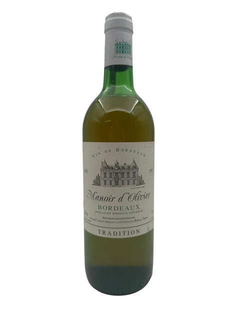 Flaske af Manoir d'Olivier Bordeaux 1991 hvidvin