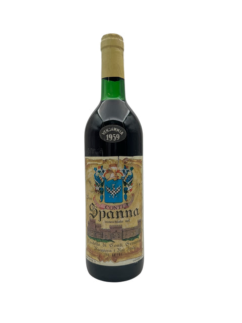 Flaske af Spanna Conti 1959 rødvin med etikette