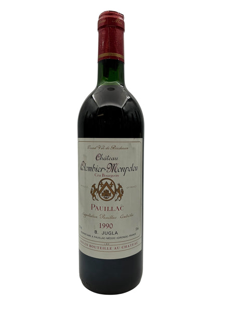 Flaske af Pauillac Château Colombier-Monpelou 1990 med rød kapsel