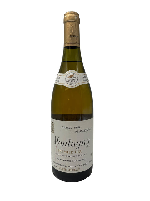 Flaske af Montagny Premier Cru hvidvin fra Vignerons de Buxy