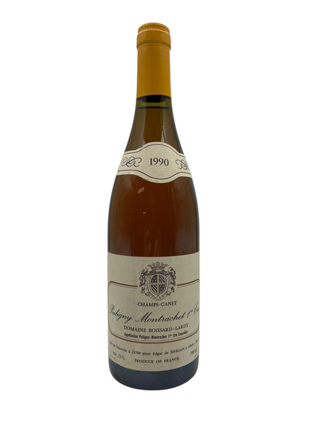 Flaske af Puligny Montrachet domaine Boissard-Lardy 1990 hvidvin