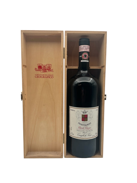 Flaske Montegiachi Chianti Classico 1997 i trækasse