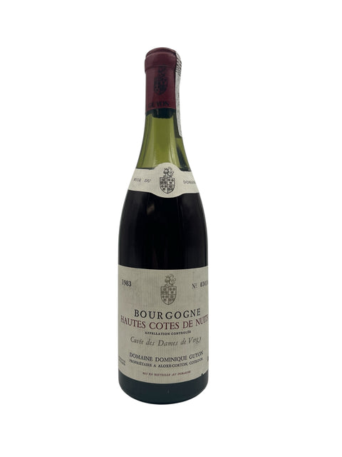 Bourgogne Hautes Cotes de Nuits vinflaske fra 1983 af Domaine Dominique Guyon