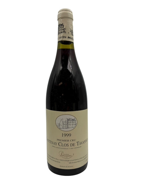 Flaske af Santenay Clos de Tavannes 1999 rødvin fra Lucien Muzard