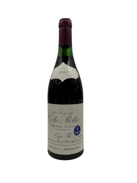 Flaske med Côte-Rôtie vin fra Ogier Fils årgang 1982 med etikette