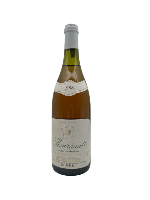 Flaske af Meursault Quinson Fils 1988 hvidvin