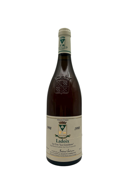 Flaske Ladoix Bernard Ambroise 1998 med etiketdetaljer