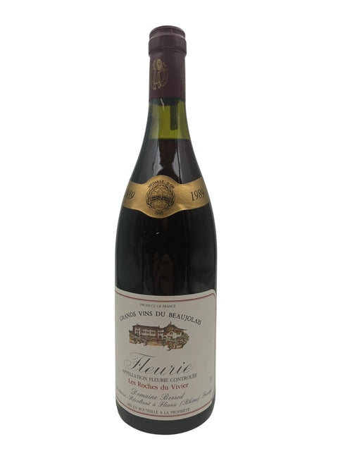 Flaske af Fleurie Domaine Berrod 1989 rødvin fra Beaujolais