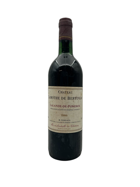 Flaske af Lamothe de Bertineau 1986 rødvin