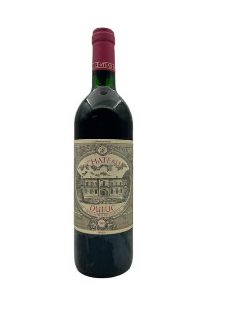 Flaske af Château Duluc 1989 med detaljeret etiket