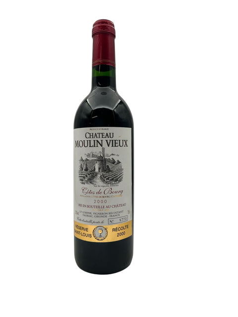 Flaske af Côtes de Bourg Chateau Moulin Vieux 2000 rødvin