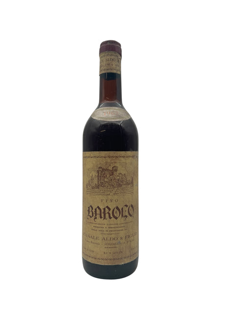Flaske af Barolo Aldo e Figlio 1970 med antik etiket