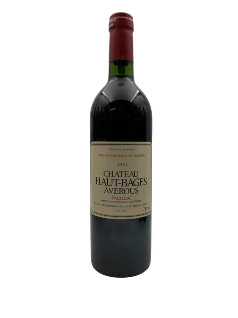 Flaske af Haut-Bages Averous rødvin fra 1991