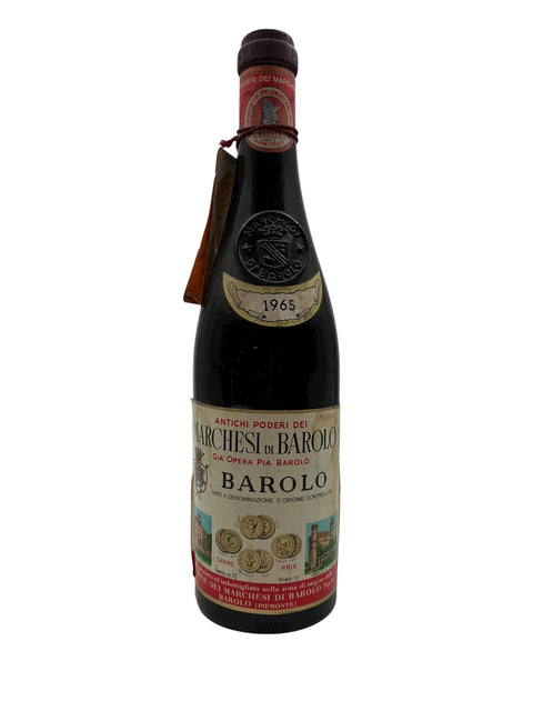 Flaske af Barolo Marchesi di Barolo 1965 med etiket