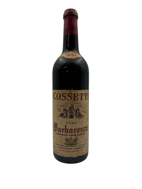 Flaske af Barbaresco Cossetti 1961 med vintage etiket