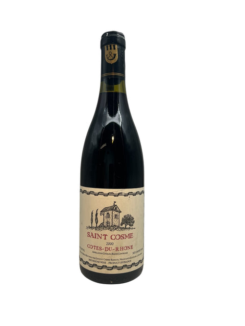 Bottle of Saint Cosme Côtes-du-Rhône 2000 red wine