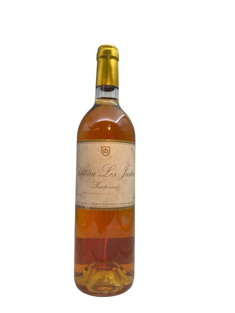 Château Les Justices 2005 flaska gyllene dessertvin