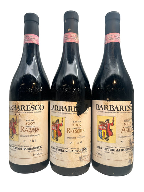 Tre flaskor Barbaresco 2007 från Produttori del Barbaresco