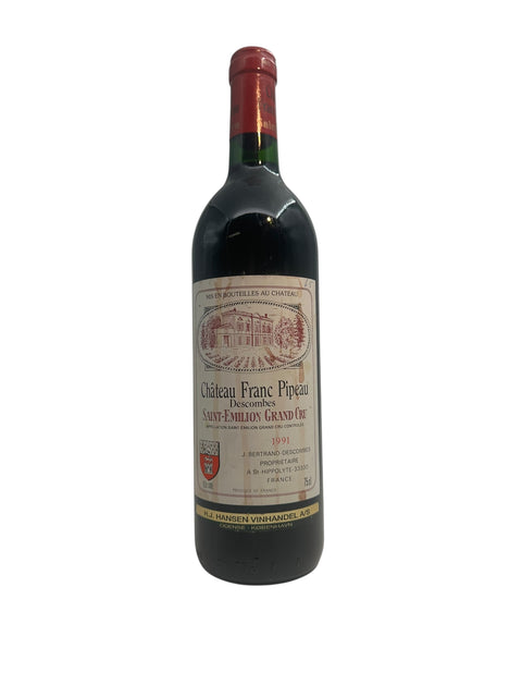 Flaska Château Franc Pipeau 1991 Saint-Émilion Grand Cru rött vin