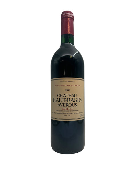 Flaska Chateau Haut-Bages Averous rött vin från 1989