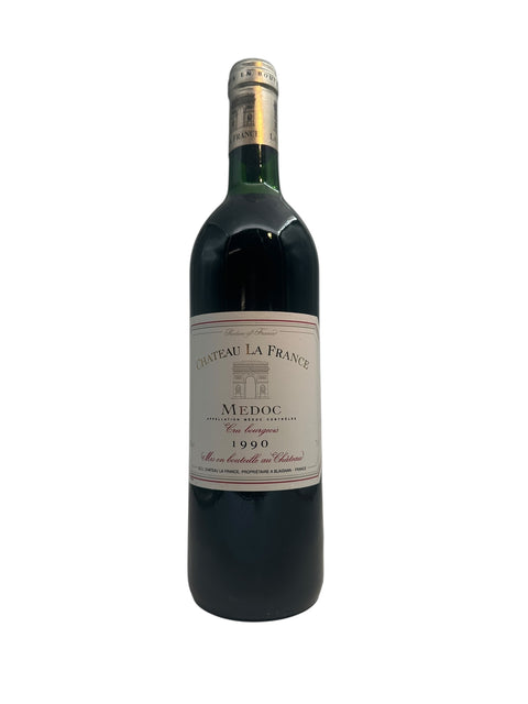 Flaska Château La France Médoc rödvin årgång 1990