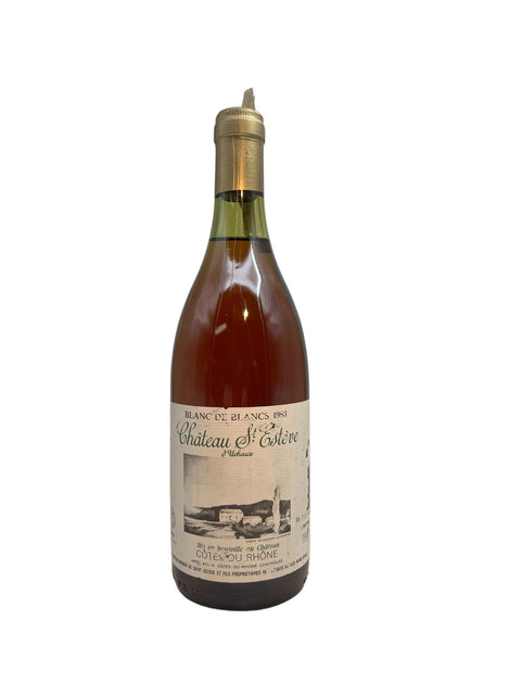Fles Blanc de Blancs Château St. Estève witte wijn uit 1983