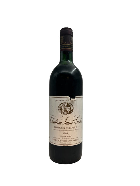 Bottle of Château Saint-Genès Bordeaux Supérieur 1986 red wine