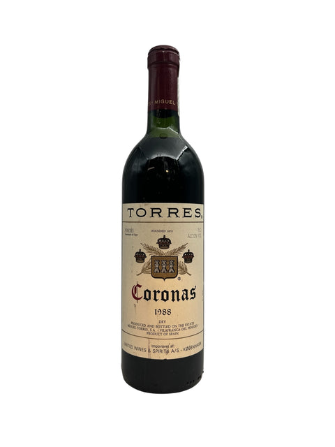 Bottle of Coronas Torres 1988 red wine