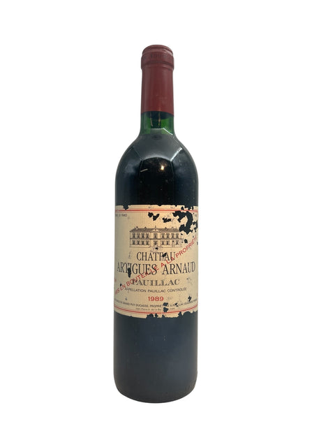 Bottle of Château Artigues Arnaud 1989 red wine