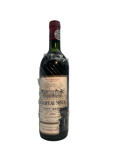 Bottle of Chateau Segur 1988 red wine from Haut-Médoc