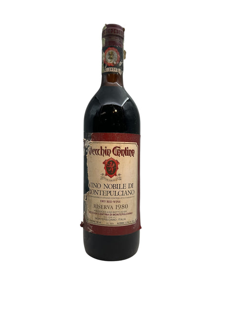 Italienska Vino Nobile di Montepulciano från Vecchia Cantina 1980 flaska