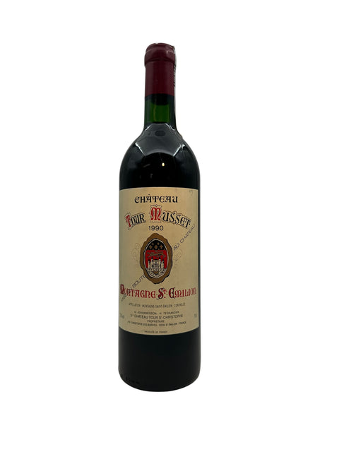 Bouteille de vin rouge Montagne St-Emilion Château Tour Musset 1990