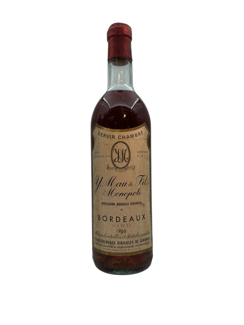 Bottle of Vino Y Mau et Fils 1966 Bordeaux red wine