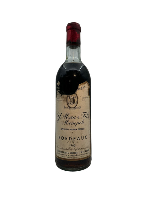 Bordeaux V Maux et Fils 1966 red wine bottle